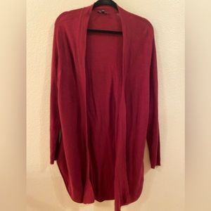 Eileen Fisher Women’s Cardigan XL; maroon; open front; Merino Wool